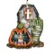 Designocracy Set of 2 Pumpkin Zombie Graveyard Wooden Halloween Ornaments 5.5"